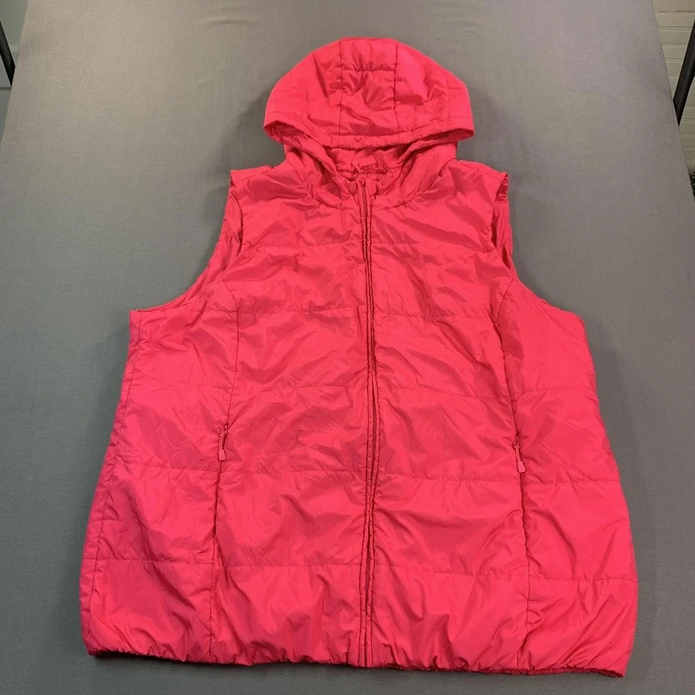 Torrid Vest Womens 4 Pink Hooded Quilted Puffer Full Zip Pockets Warm Insulated - Picture 2 of 14